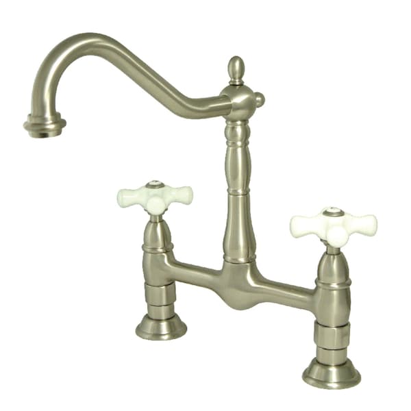 KS1178PX Heritage Bridge Kitchen Faucet, Brushed Nickel